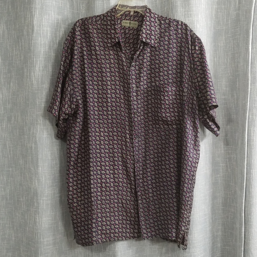 Robert Stock 100% silk mens short sleeve.  NWOT